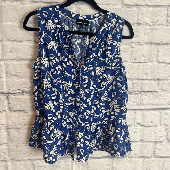 Fortune & Ivy Stitch Fix NWOT Women’s Sleeveless Print Peplum Blouse Size Large - Picture 1 of 8